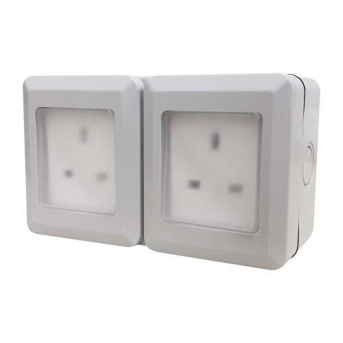2 Gang Outdoor Socket – Dual Weatherproof Power Access