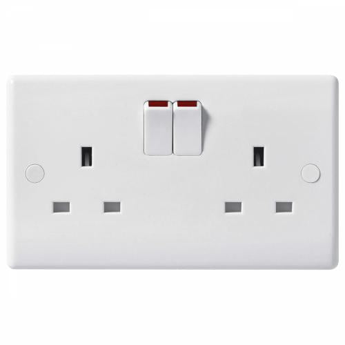 Nexus White 2 Gang Switched Socket – Dual Power with Modern Style