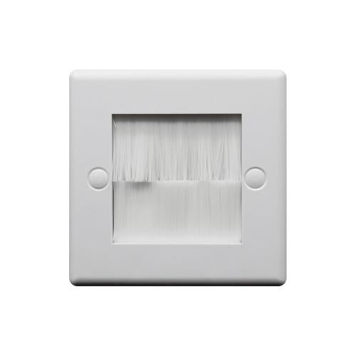 White 1G Letterbox Brush Plate – Clean Cable Management Solution