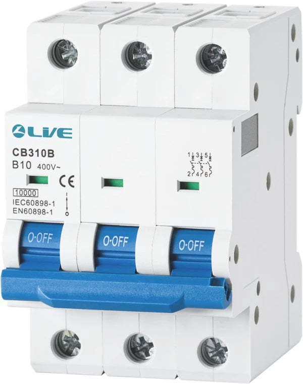 Live CH380C Triple Pole MCB 6kA C Curve 80A | 3P Circuit Breaker