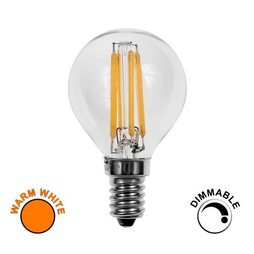 Premium Dimmable 4.5W LED Filament SES Warm White Golf Bulb