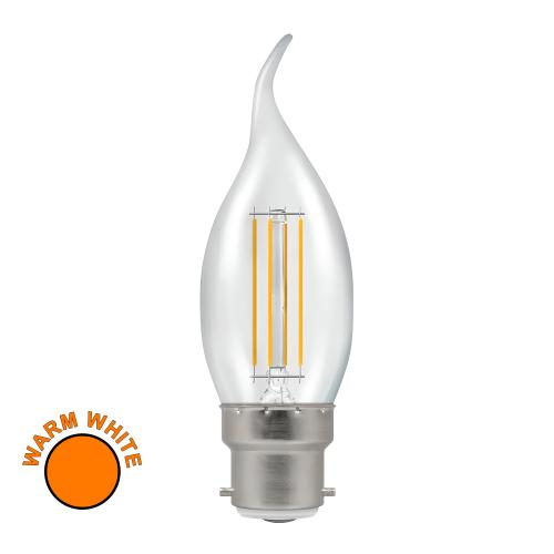 5W LED Filament BC Bent Tip Candle Bulb – Dimmable Vintage Elegance with Warm Glow