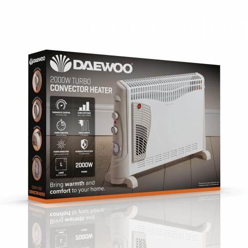 Daewoo 2kW Turbo Convector Heater with Timer HEA1137 – Efficient Home Heating Solution