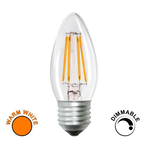 Dimmable 5W LED Filament ES Warm White Candle Bulb