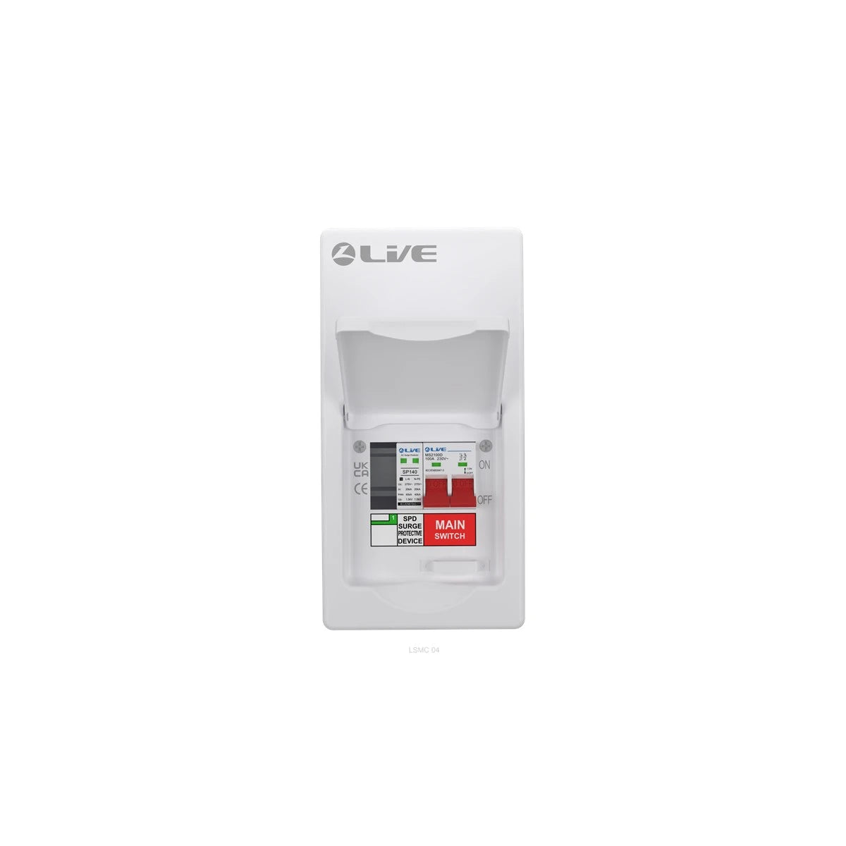 Live Electrical LSMC4M-SP 4-Way Metal 100A Main Switch DP SPD Consumer Unit (1 Useable Ways)