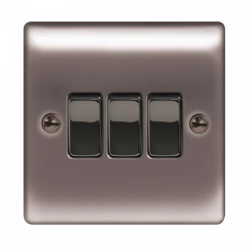 3 Gang 2 Way Switch Black Nickel – Elegant Multi-Control Lighting