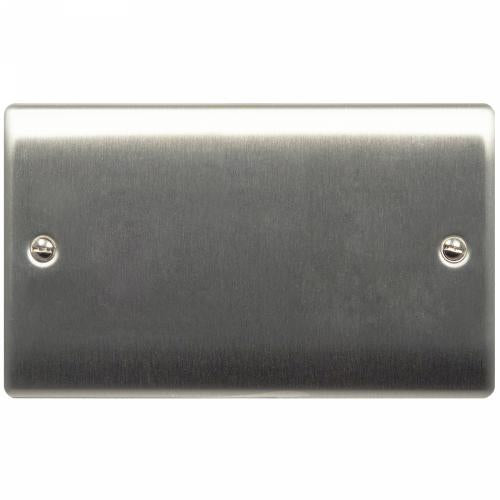 2 Gang Brushed Steel Blank Plate | Cover for Dual Boxes