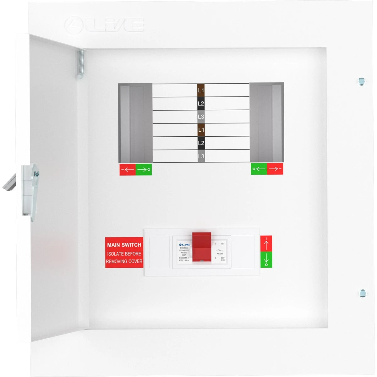 Live TPN04-250 4 Way Distribution Board – 3 Phase TP&N 250A Power Panel
