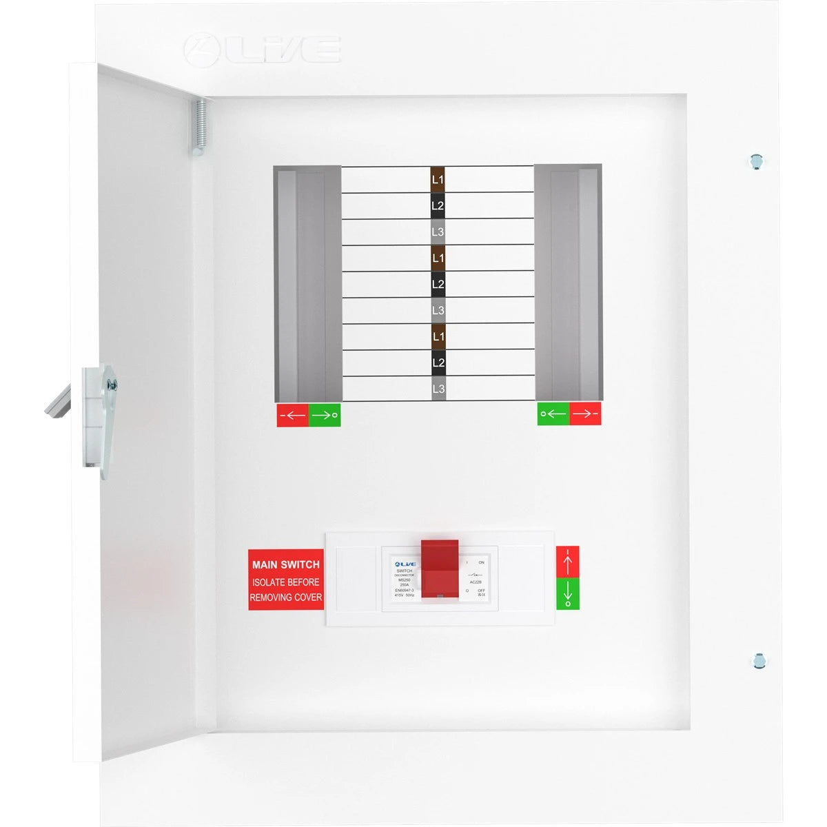 Live TPN06-250 6 Way Distribution Board – 3 Phase TP&N 250A Power Panel