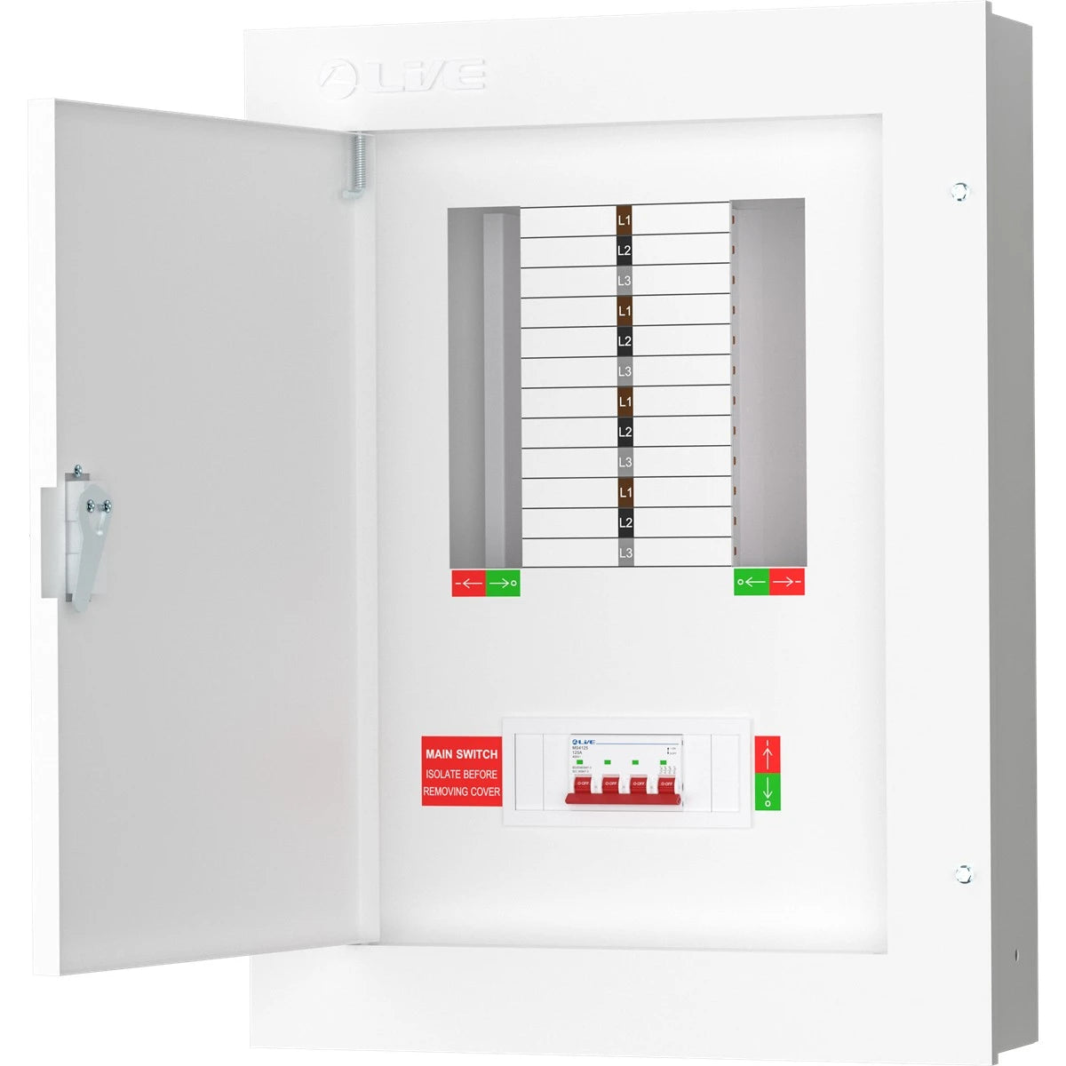 Live TPN08-125 8 Way Distribution Board – 3 Phase TP&N 125A Incomer