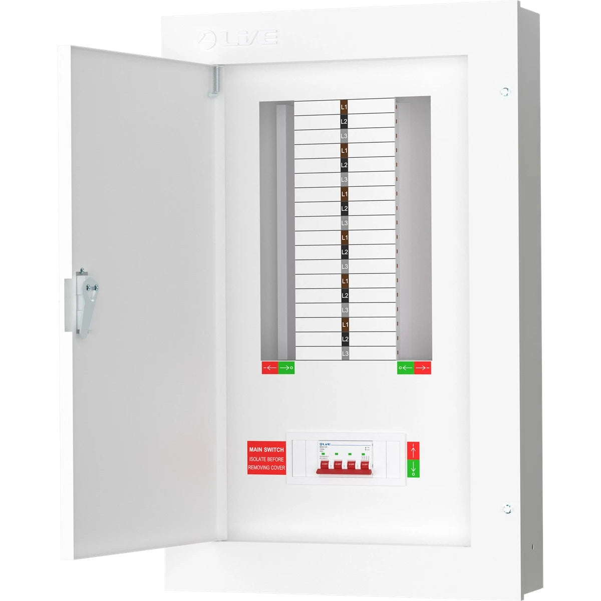 Live TPN12-125 12 Way Distribution Board – 3 Phase TP&N 125A Incomer