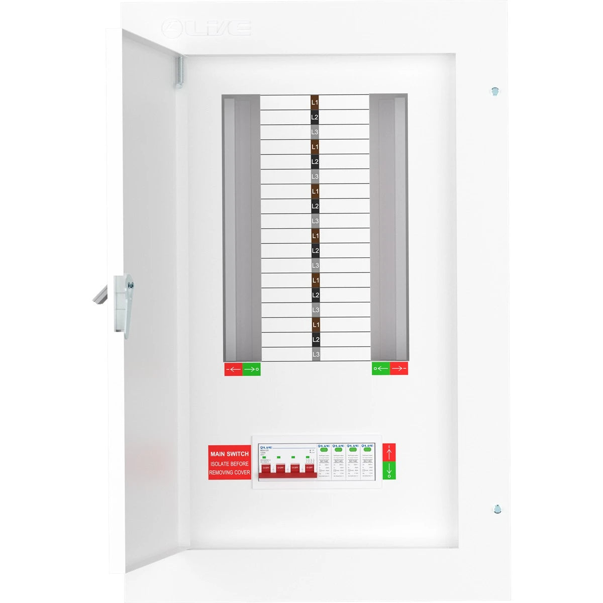 Live TPN12-125S 12 Way Distribution Board with SPD – 3 Phase TP&N 125A