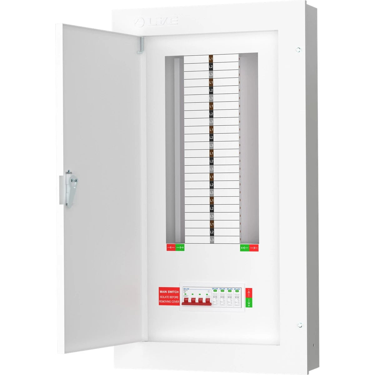 Live TPN16-125S 16 Way Distribution Board with SPD – 3 Phase TP&N 125A