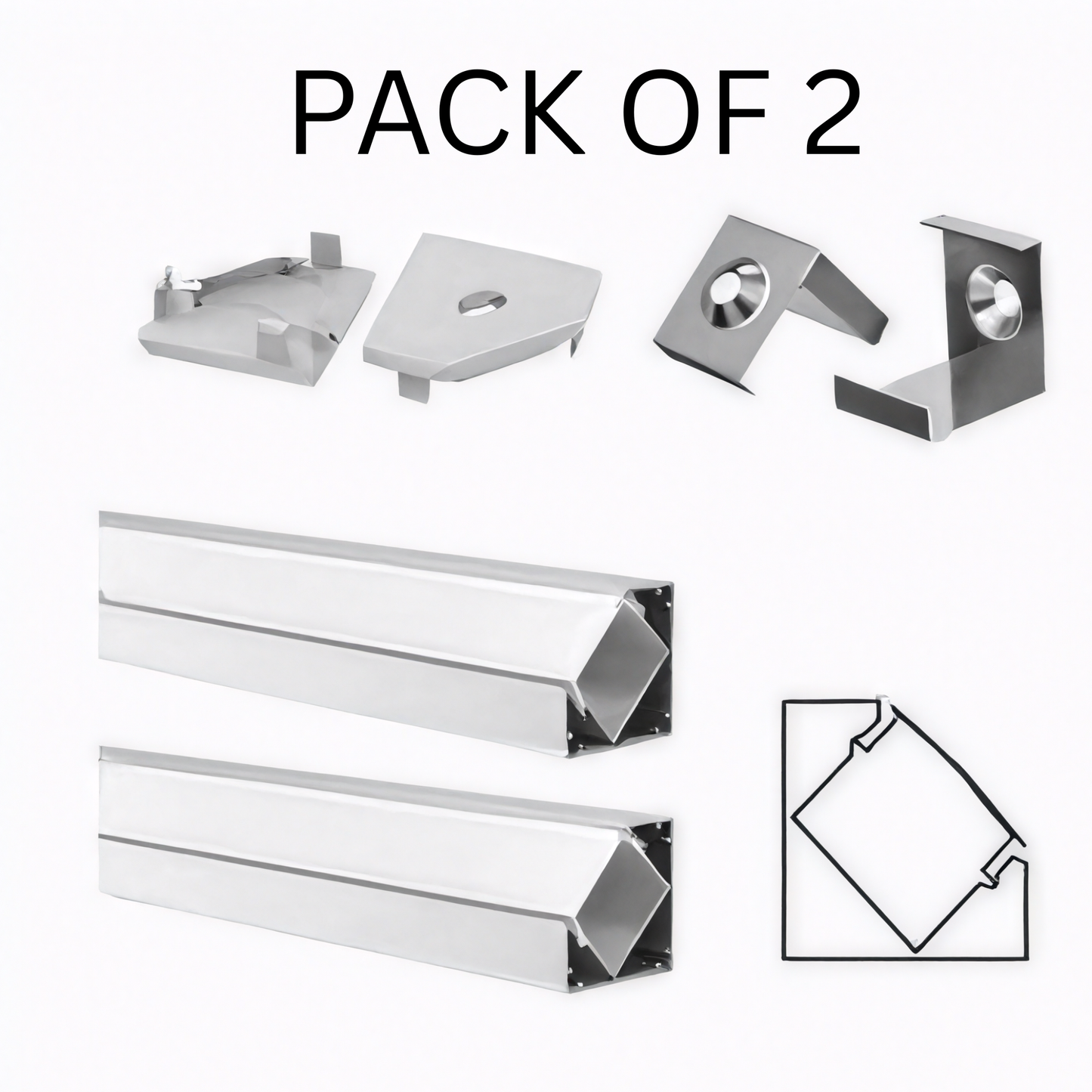 5 Pack of 3 Meter Corner Aluminium LED Profile 18mm - With White PC Diffuser