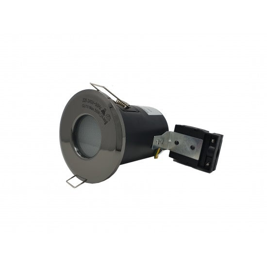 IP65 Bathroom Fire Rated GU10 Recessed Downlight Spotlight - Black Chrome