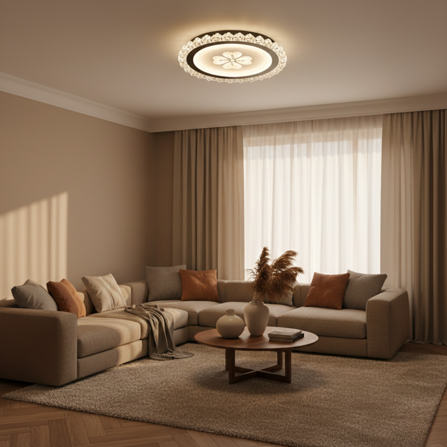 CLOVER CRYSTAL LED Ceiling Light - Decorative Round Ceiling Light with 3 Colour CCT