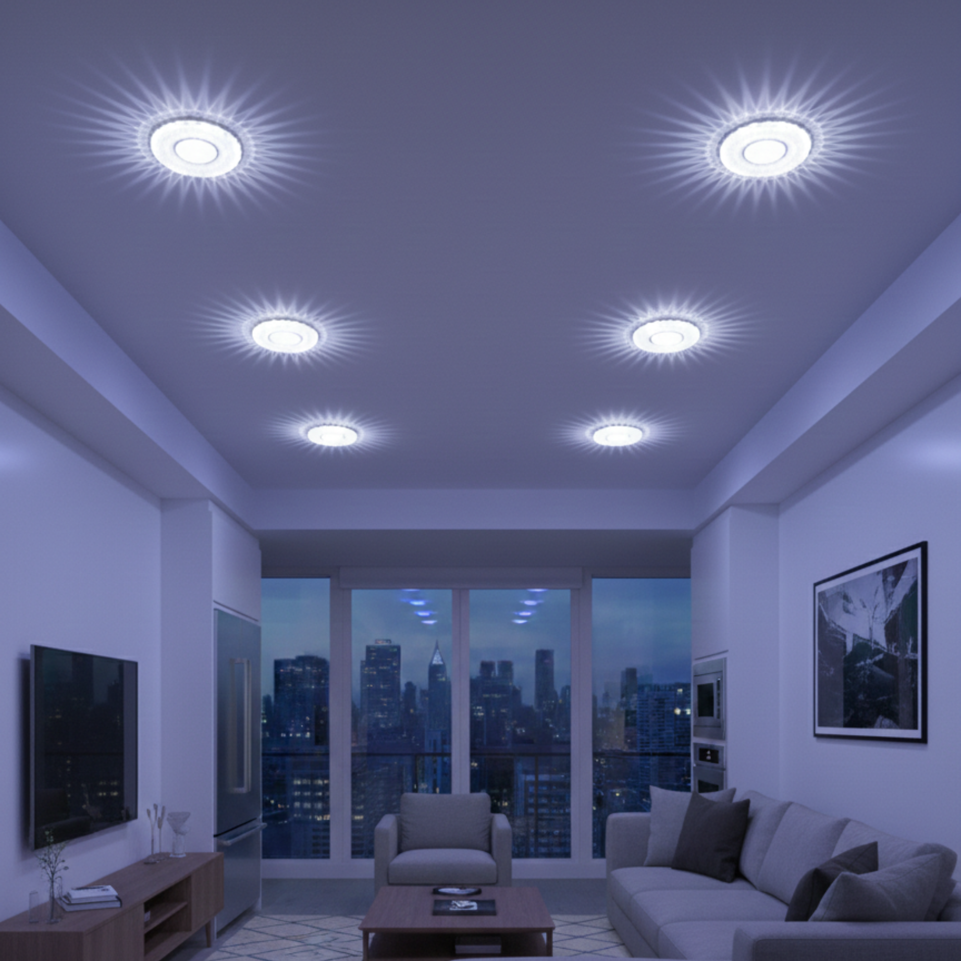 decorative crystal ceiling spotlight cool white centre light blue halo