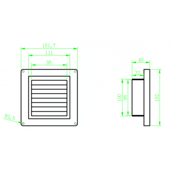 White 100mm Extractor Fan Grille with Integrated Fly Screen