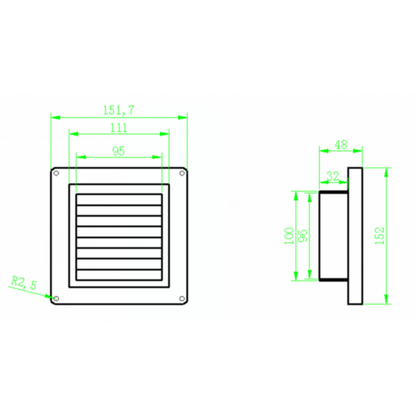 White 100mm Extractor Fan Grille with Integrated Fly Screen
