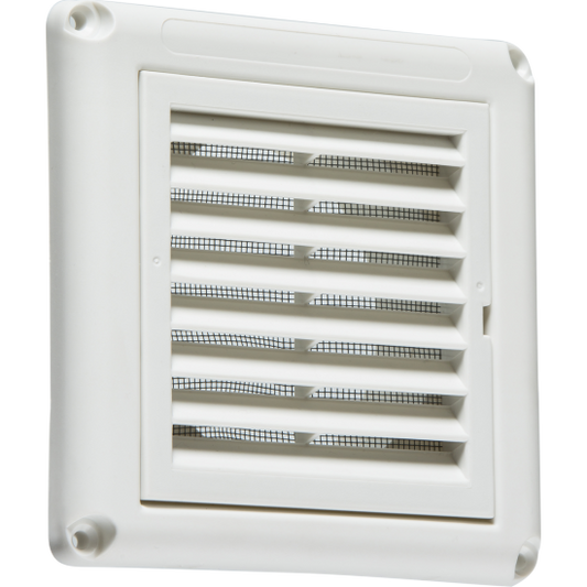 White 100mm Extractor Fan Grille with Integrated Fly Screen