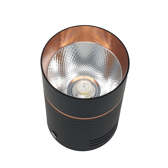 10W LED Copper Matt Black Ceiling Surface Mount Cylinder Downlight Spotlight
