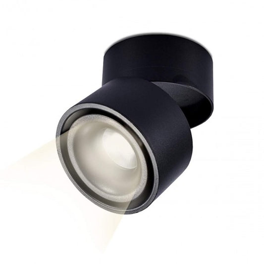 15W LED Ceiling Surface Mount Cylinder Tilt Downlight Black Finish