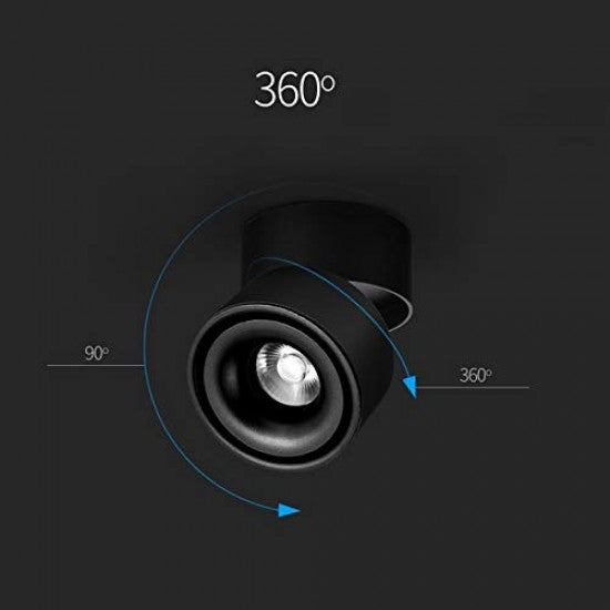 15W LED Ceiling Surface Mount Cylinder Tilt Downlight White Finish