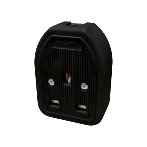 Heavy Duty 1G Rubber Trailing Socket – 13A Black Socket