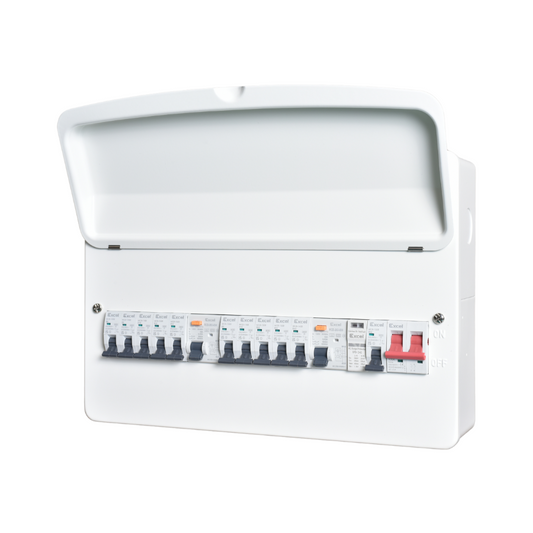 Dual RCD Consumer Unit with SPD – 10 Way 18 Module Board