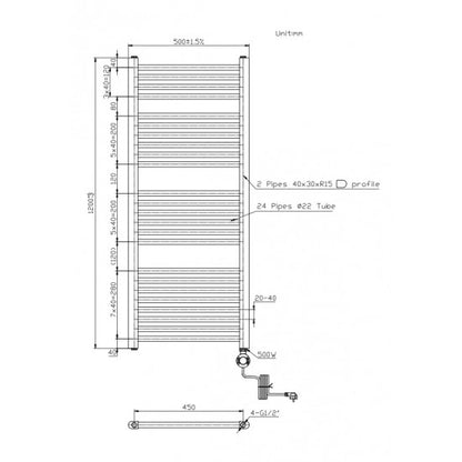 400W Electric Towel Radiator – Straight Chrome with Digital Thermostat