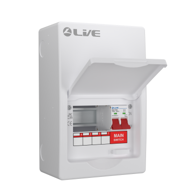 Live Electrical LSMC04/100 4 Way Metal Consumer Unit 100A Main Switch (2 usable)