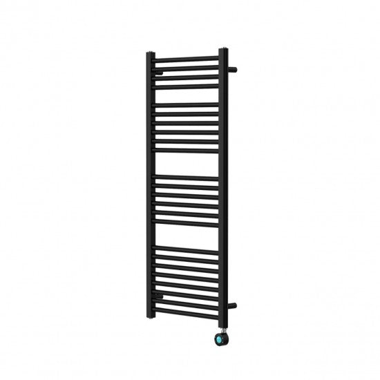 Matt Black 500W Electric Towel Radiator – Straight Design with Digital Controls