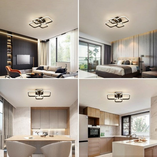 50W Square Designer LED CCT Adjustable Ceiling Light Black Finish