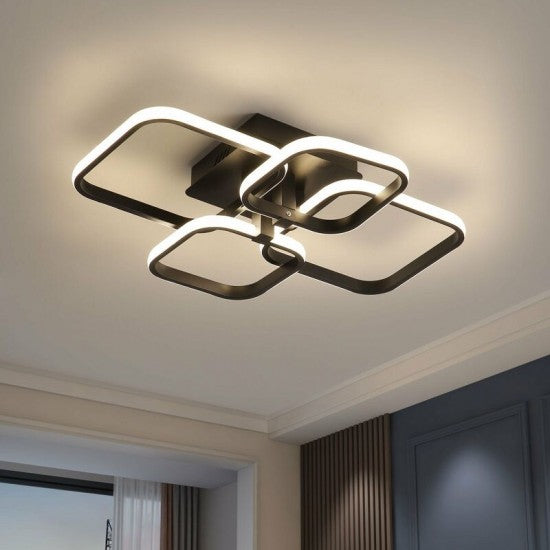 50W Square Designer LED CCT Adjustable Ceiling Light Black Finish