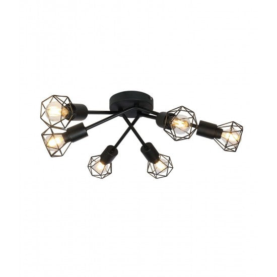 6-Light LED Ceiling Spotlight Kitchen Bedroom Retro Cage Shade E14 Fitting