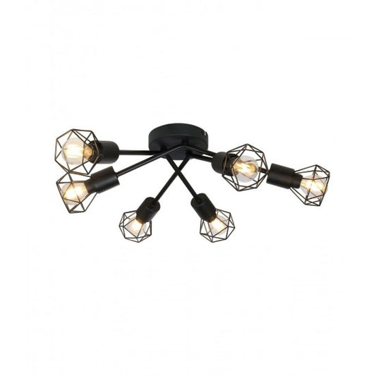 6-Light LED Ceiling Spotlight Kitchen Bedroom Retro Cage Shade E14 Fitting