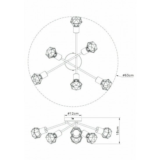 6-Light LED Ceiling Spotlight Kitchen Bedroom Retro Cage Shade E14 Fitting