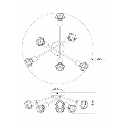 6-Light LED Ceiling Spotlight Kitchen Bedroom Retro Cage Shade E14 Fitting