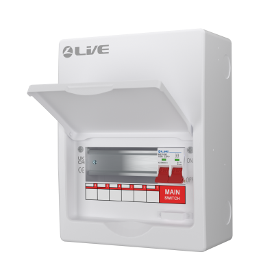 Live Electrical LSMC04/100 4 Way Metal Consumer Unit 100A Main Switch (2 usable)