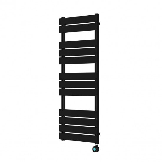 Designer 700W Electric Towel Radiator – Matt Black Flat Panel with Digital Controls