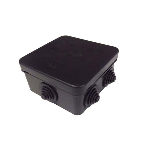 80mm Black Weatherproof Junction Box – 6 Port Outdoor Enclosure