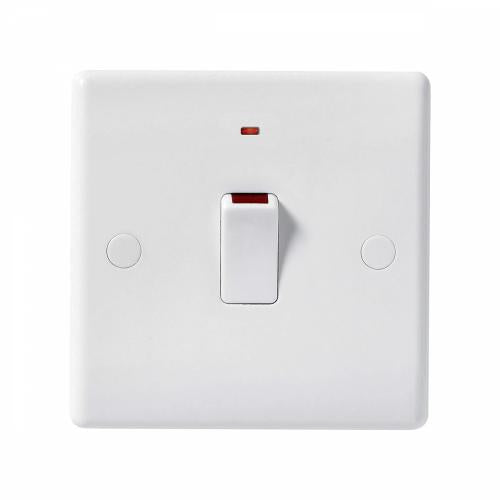 Nexus White Moulded 20A 1 Gang 2 Pole Switch with Neon – Heavy Duty Safety Control