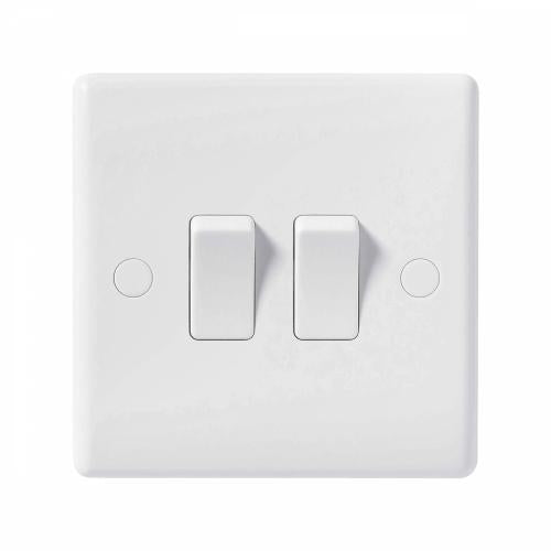 Nexus White Moulded 2 Gang 2 Way Switch – Dual Lighting Control Solution