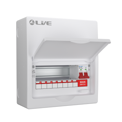 Live Electrical LSMC04/100 4 Way Metal Consumer Unit 100A Main Switch (2 usable)