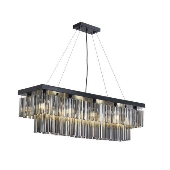 Smoked Glass Ceiling Kitchen Island 1.5M Crystal Chandelier Pendant Light