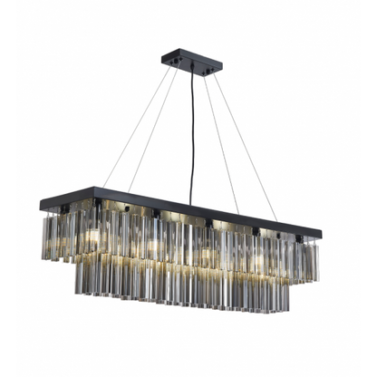 Smoked Glass Ceiling Kitchen Island 1.5M Crystal Chandelier Pendant Light