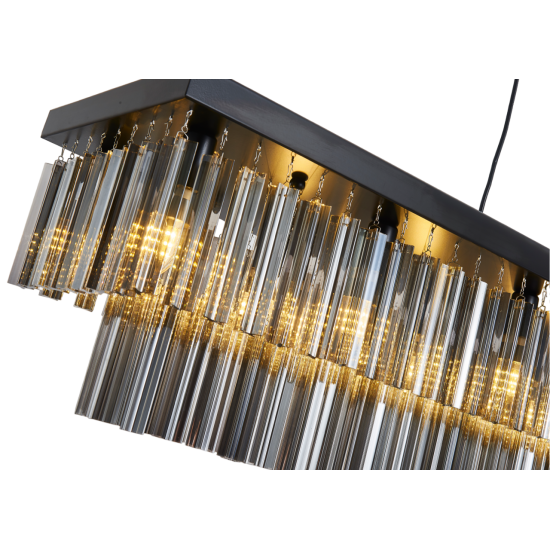 Smoked Glass Ceiling Kitchen Island 1.5M Crystal Chandelier Pendant Light