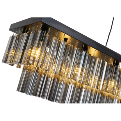 Smoked Glass Ceiling Kitchen Island 1.5M Crystal Chandelier Pendant Light