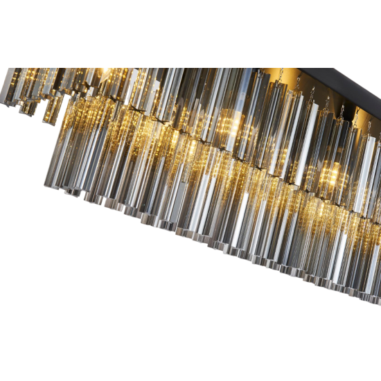 Smoked Glass Ceiling Kitchen Island 1.5M Crystal Chandelier Pendant Light