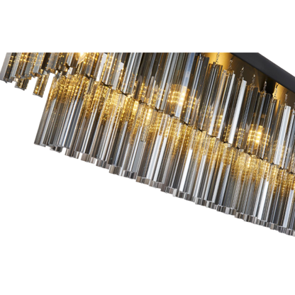 Smoked Glass Ceiling Kitchen Island 1.5M Crystal Chandelier Pendant Light